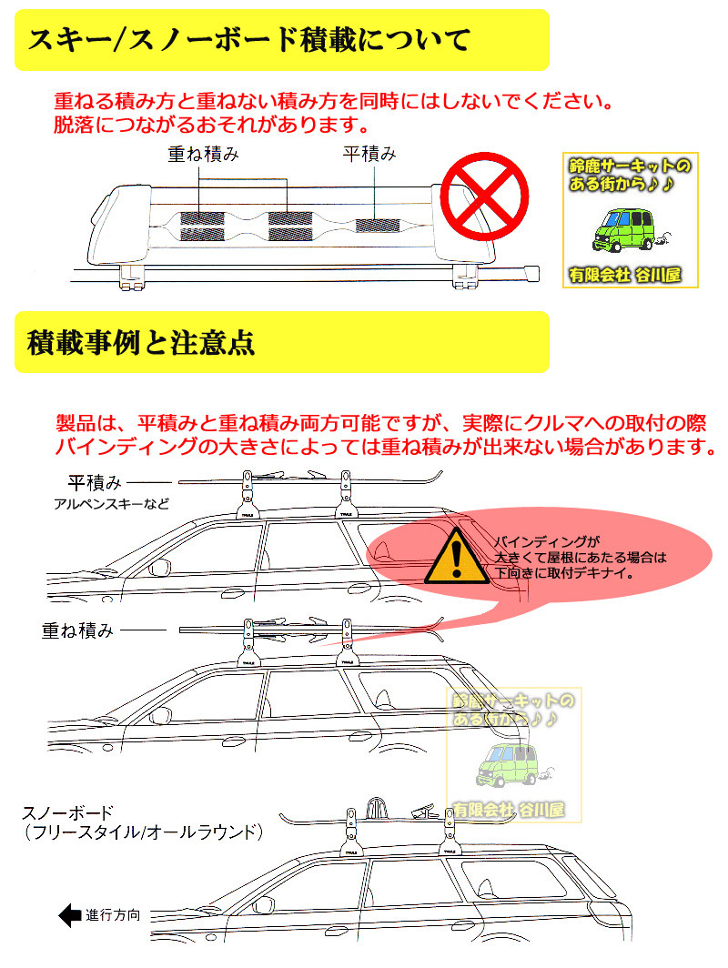 スキーキャリア/アタッチメントの積載方法と注意点